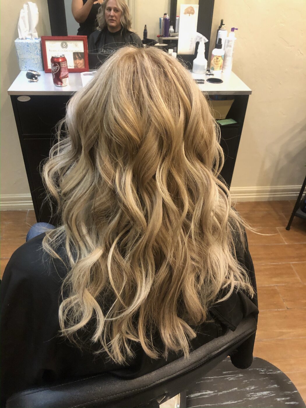 Blonde highlights with waves