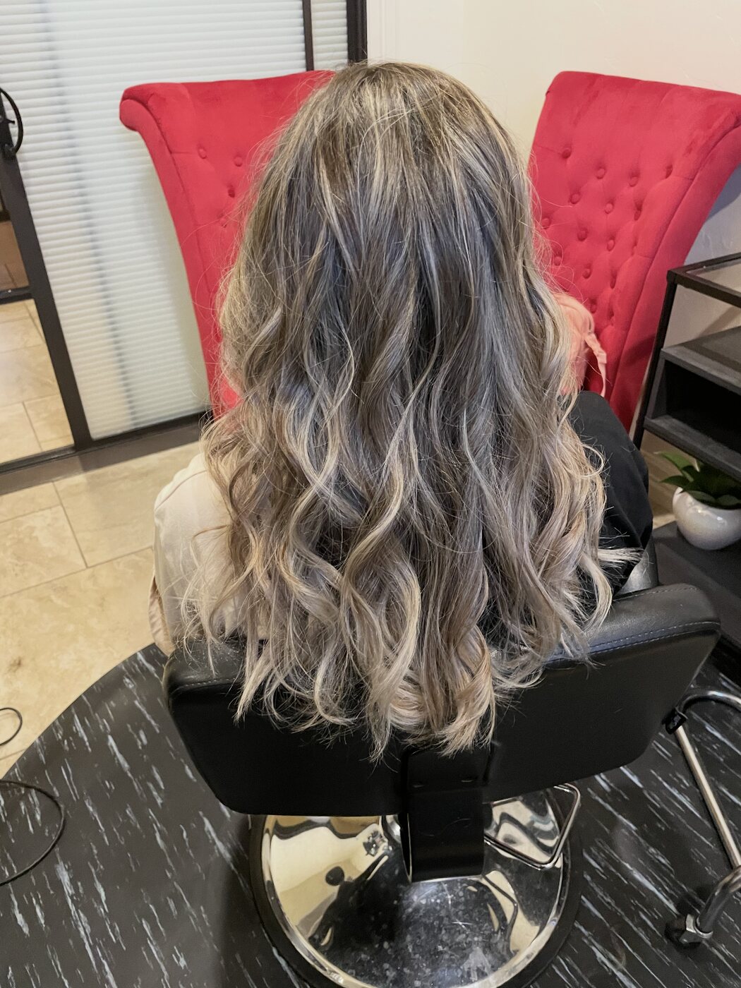 Silver ash balayage waves