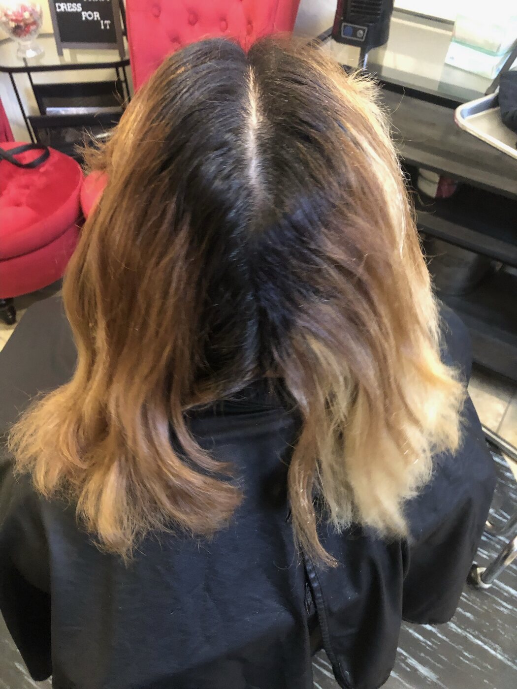 Before: grown-out blonde ombré